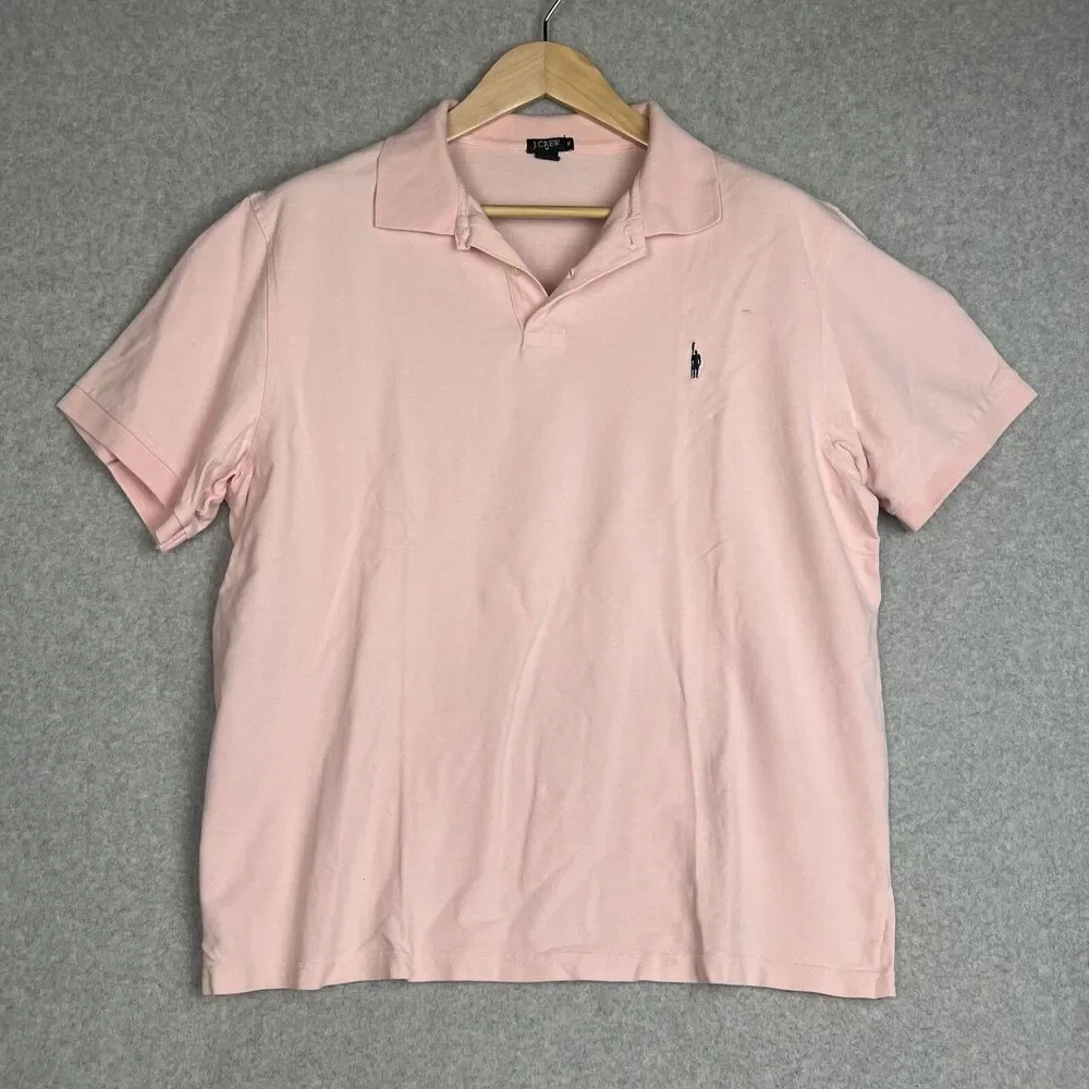 J. Crew Mens XL Pink Polo Short Sleeve Casual Shirt Fresh Logo